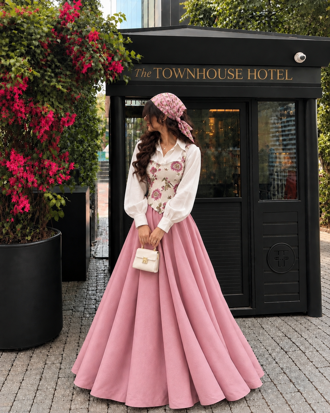 Rosé Garden Corset Skirt and shirt