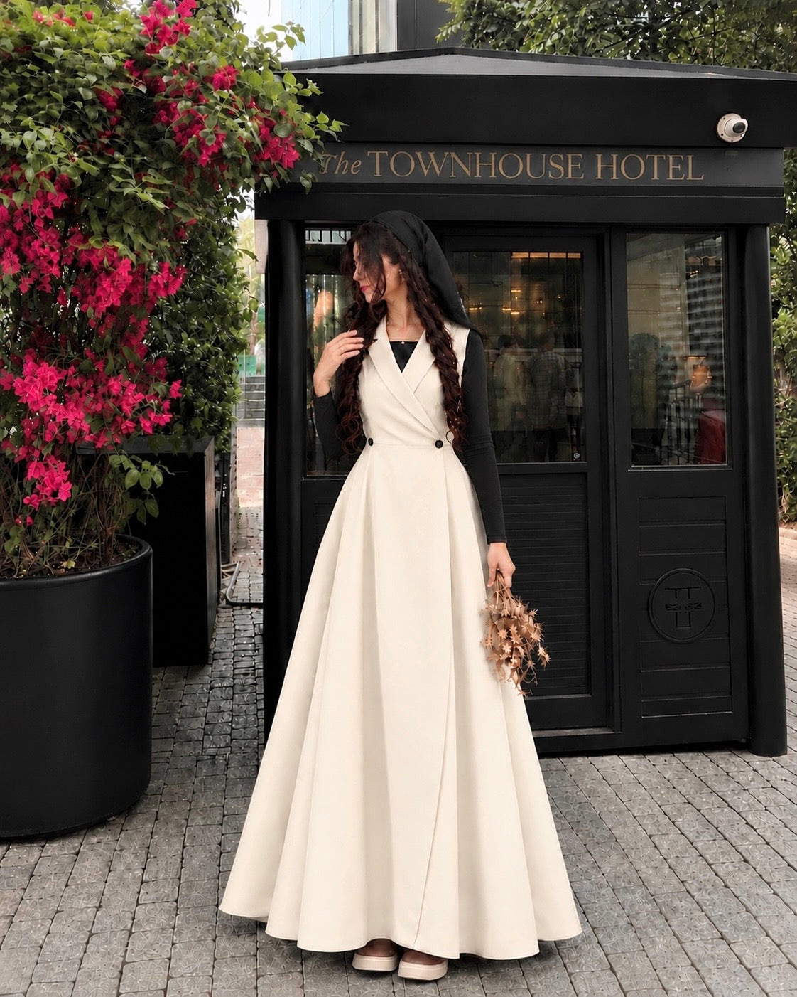Ivory Elegance – Wrap-Style Flared Maxi Dress