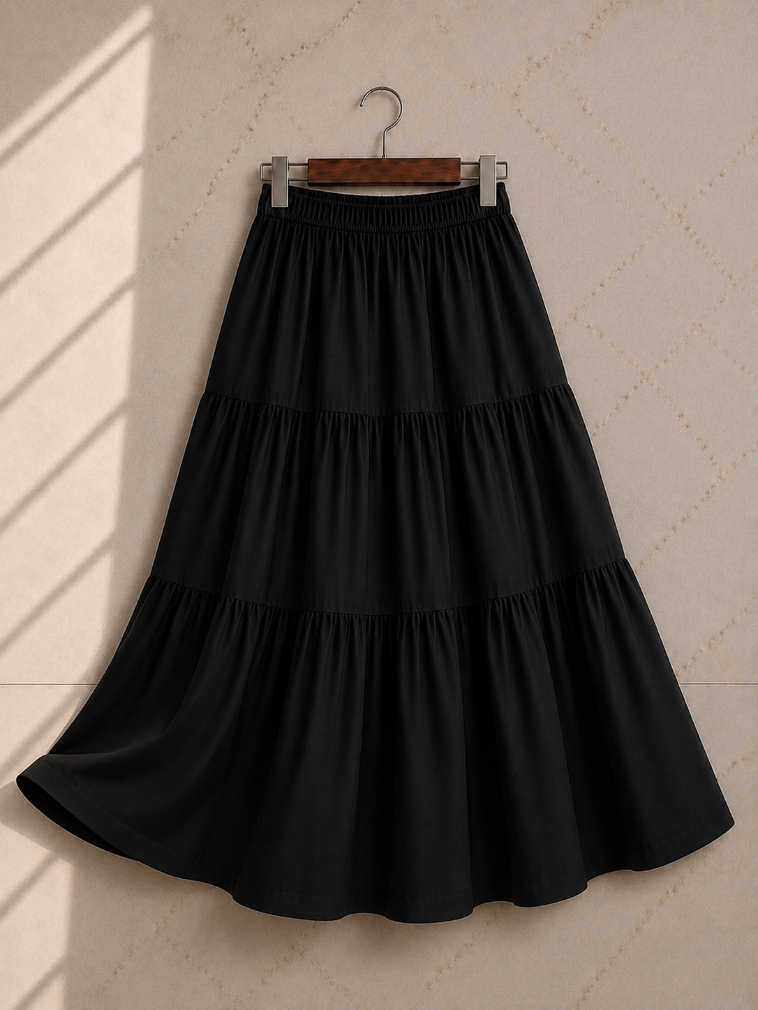 Midnight Elegance Tiered Maxi Skirt
