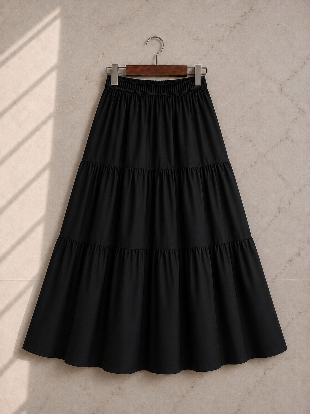 Midnight Elegance Tiered Maxi Skirt