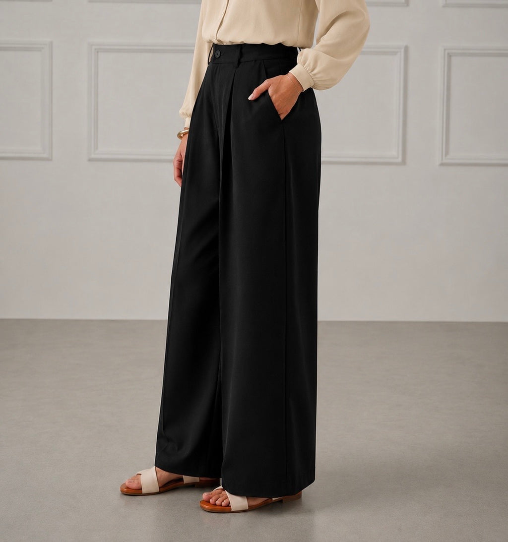 Elegant Black Wide-Leg Trousers