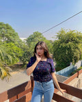 Midnight Bloom Smocked Floral Top – Elegant Casual Chic