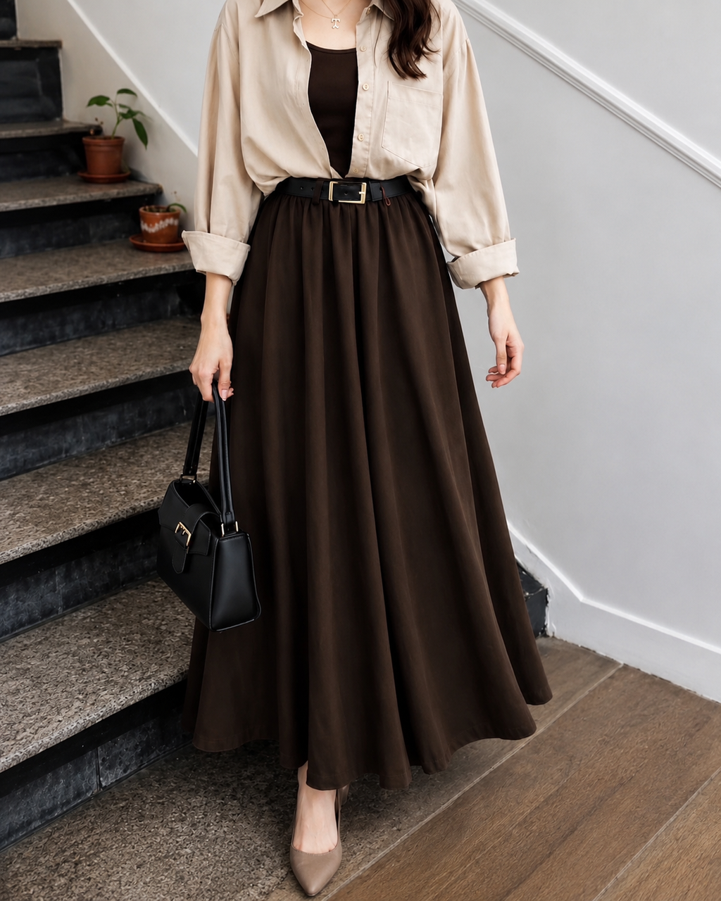 Mocha Grace 3-Piece Modest Co-Ord Set