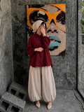 Maroon & Sand Modest Co-Ord Set-Balloon Trousers