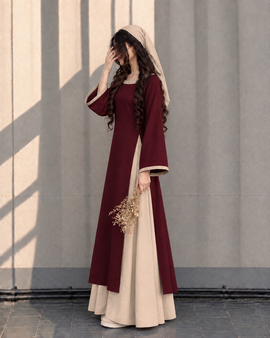 Nooré Maroon Panelled Co-Ord