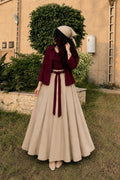 Maroon Beige Skirt &Shirt Co-Ord Set-