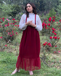 Ruby Grace Layered Maxi Dress – Maroon & White