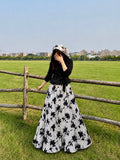 Midnight Bloom Wrap Co-Ord Set-Skirt with shirt