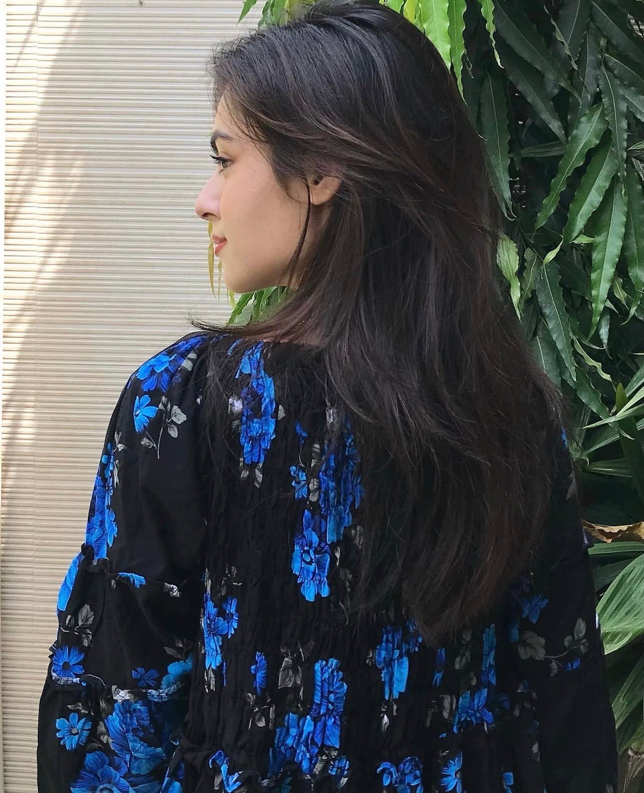 Midnight Bloom Blue Floral Top with Flared Sleeves