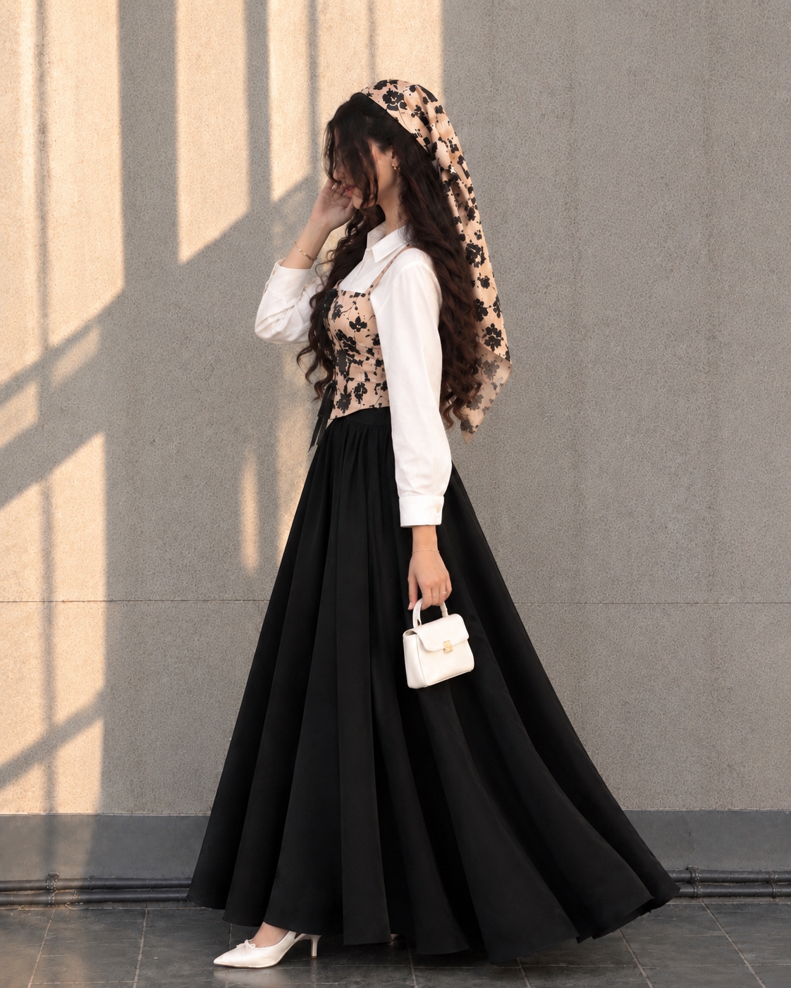 Black Noir Bloom Corset Maxi Set