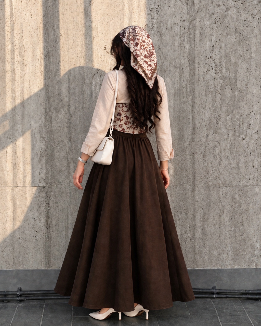 Mocha Bloom Corset Skirt Set