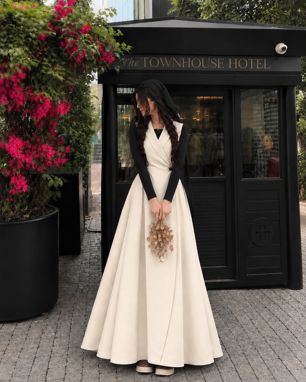 Ivory Elegance – Wrap-Style Flared Maxi Dress
