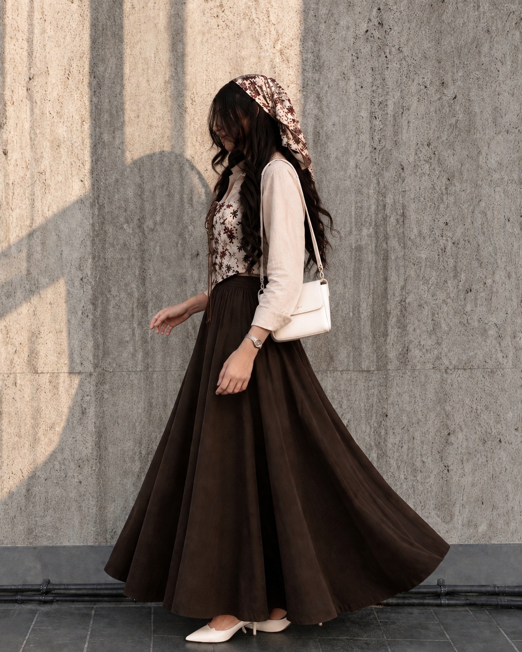 Mocha Bloom Corset Skirt Set