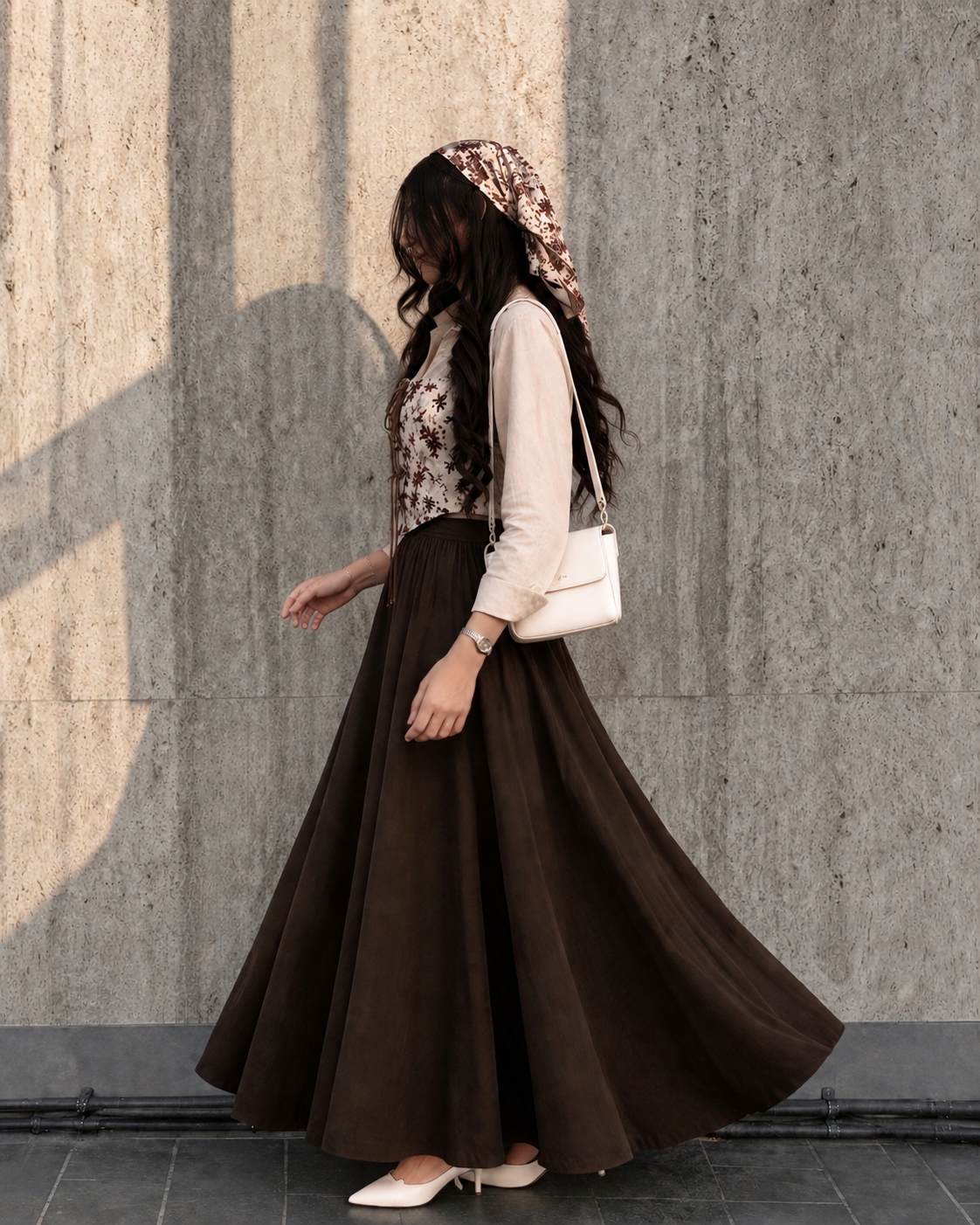 Mocha Bloom Corset Skirt Set