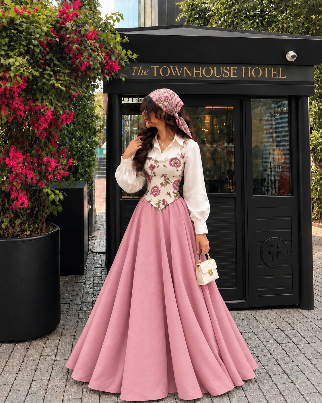 Rosé Garden Corset Skirt and shirt