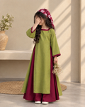 Olive & Maroon Twirl Set | Kids Festive Co-ord