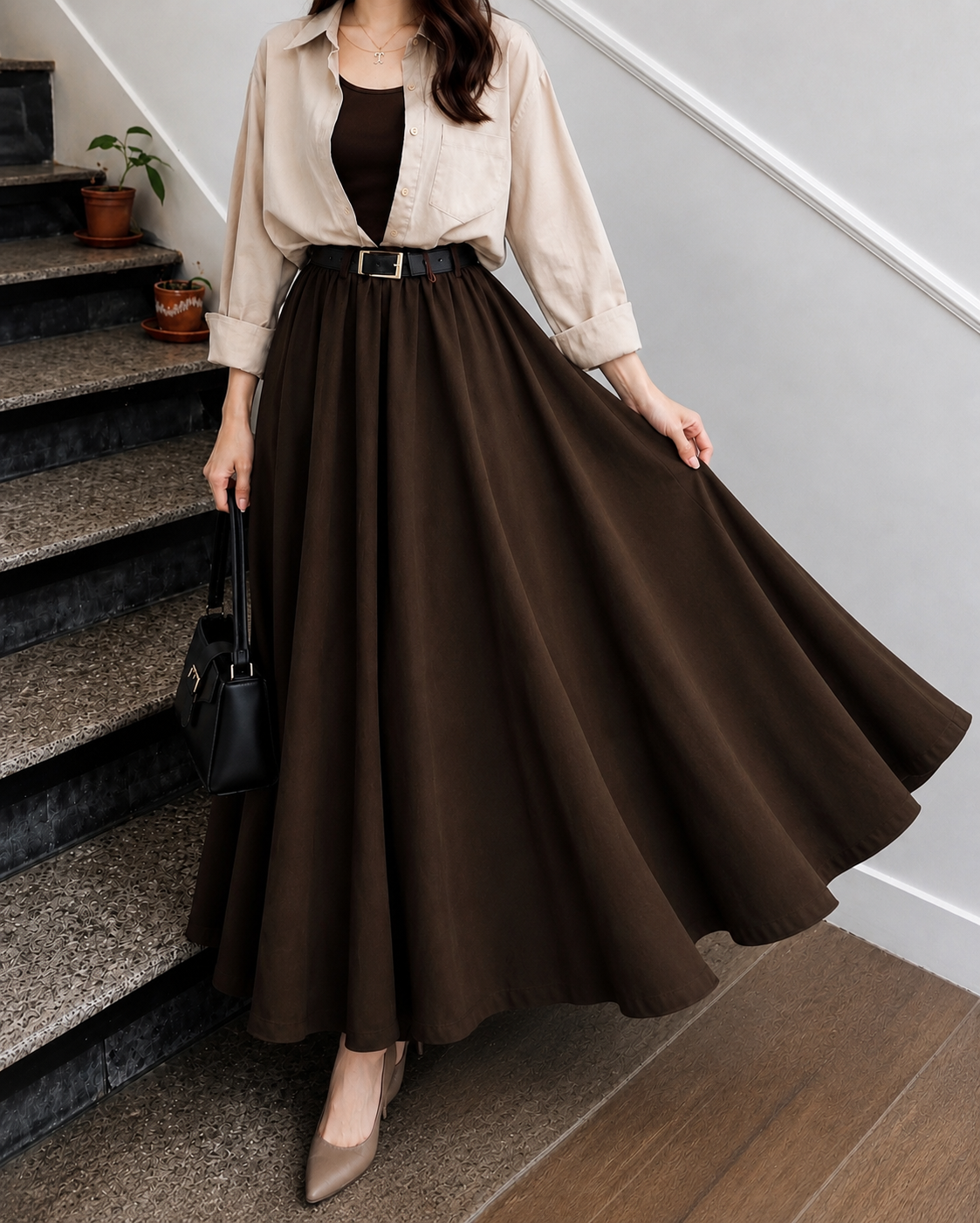 Mocha Grace 3-Piece Modest Co-Ord Set