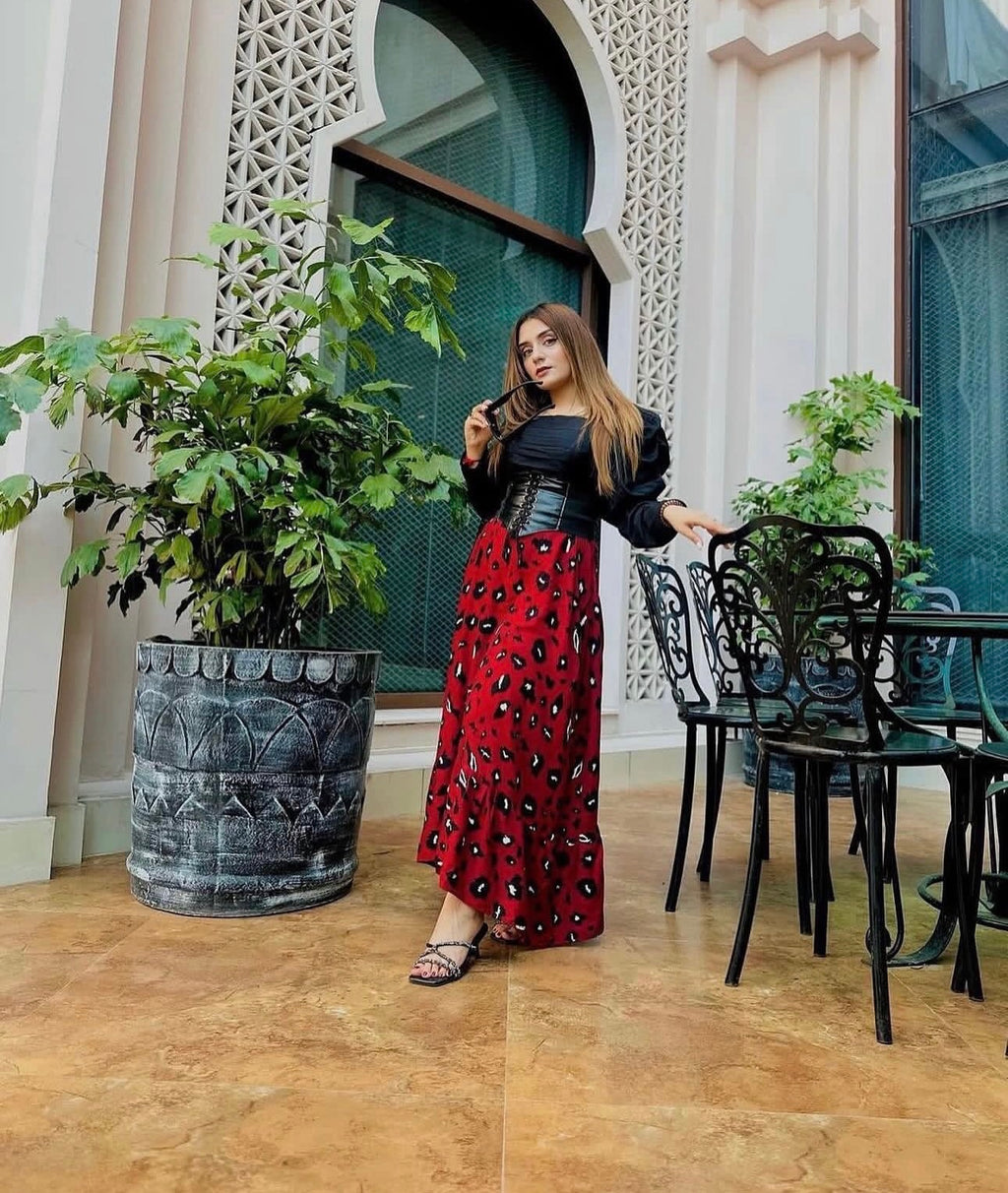 Scarlet Noir Corset Maxi Dress