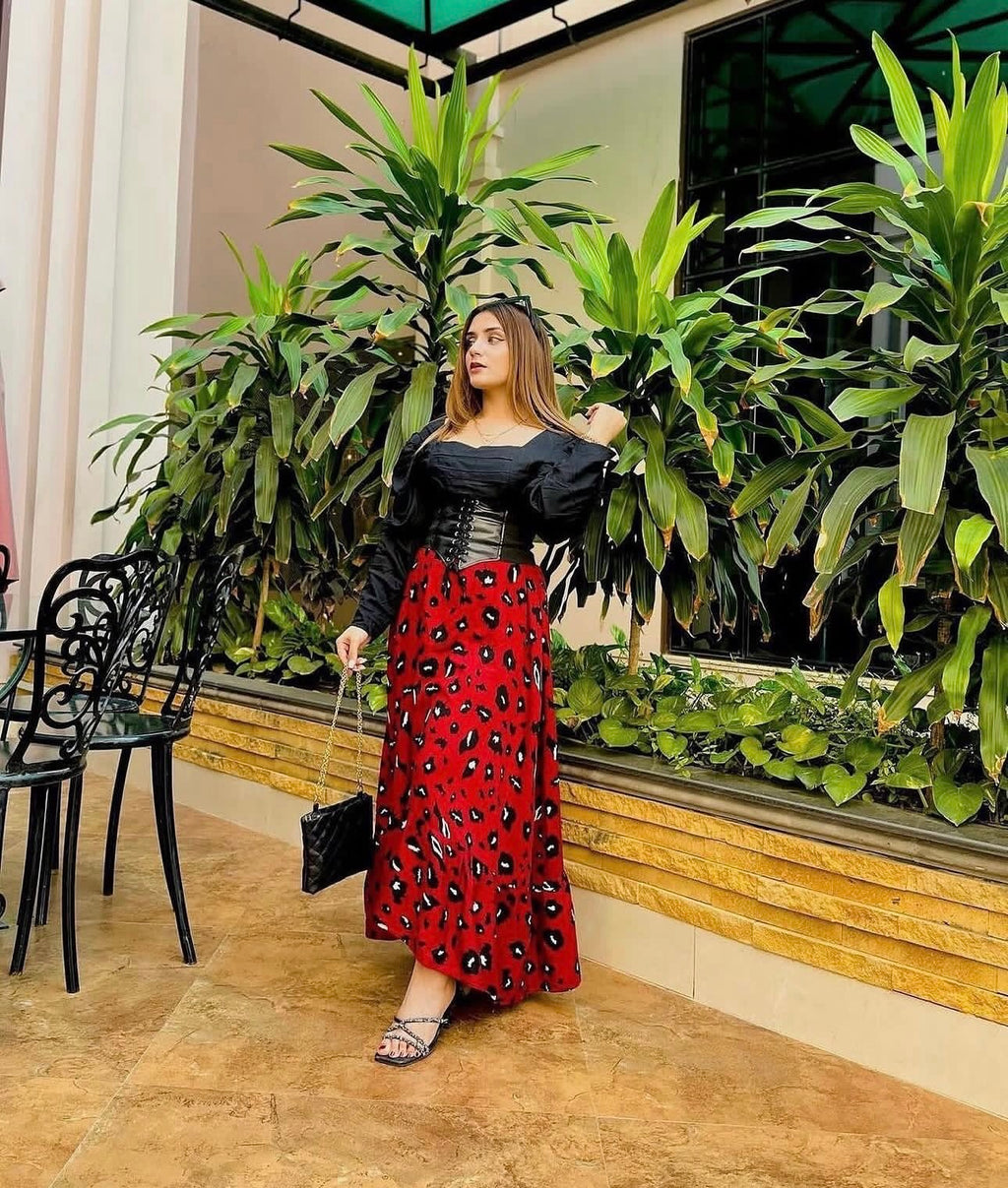 Scarlet Noir Corset Maxi Dress