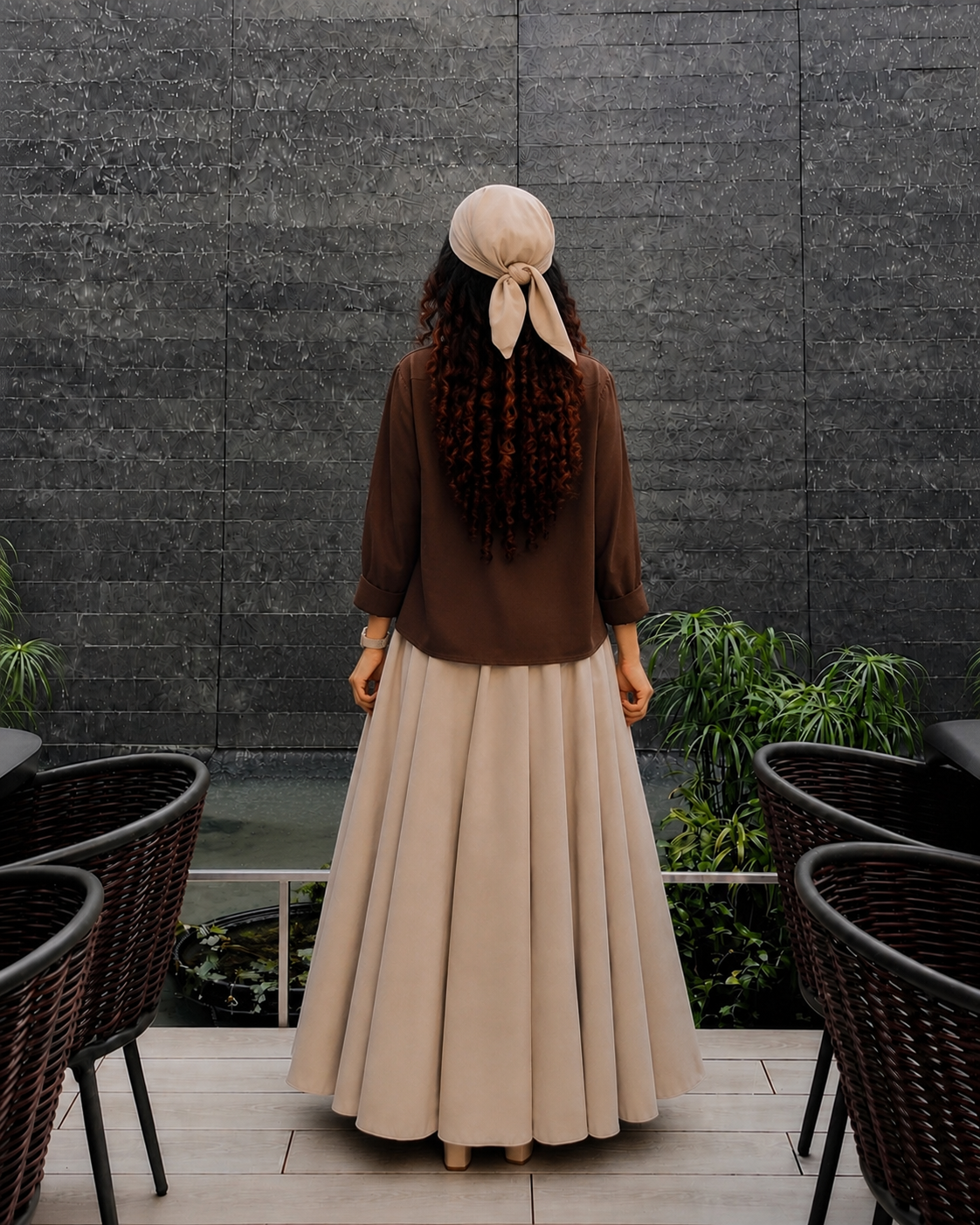 Chocolate brown Skirt & Shirt Co-Ord Set –