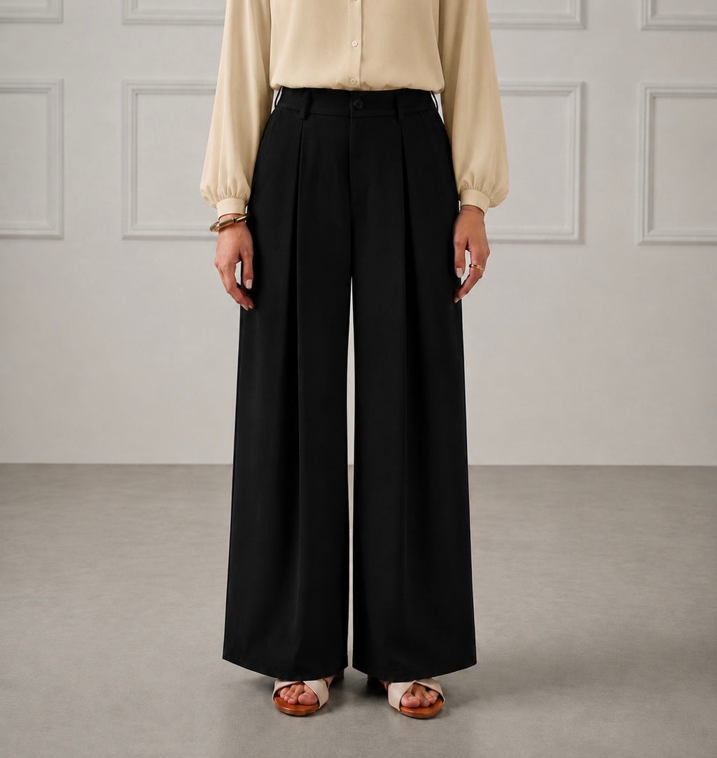 Elegant Black Wide-Leg Trousers