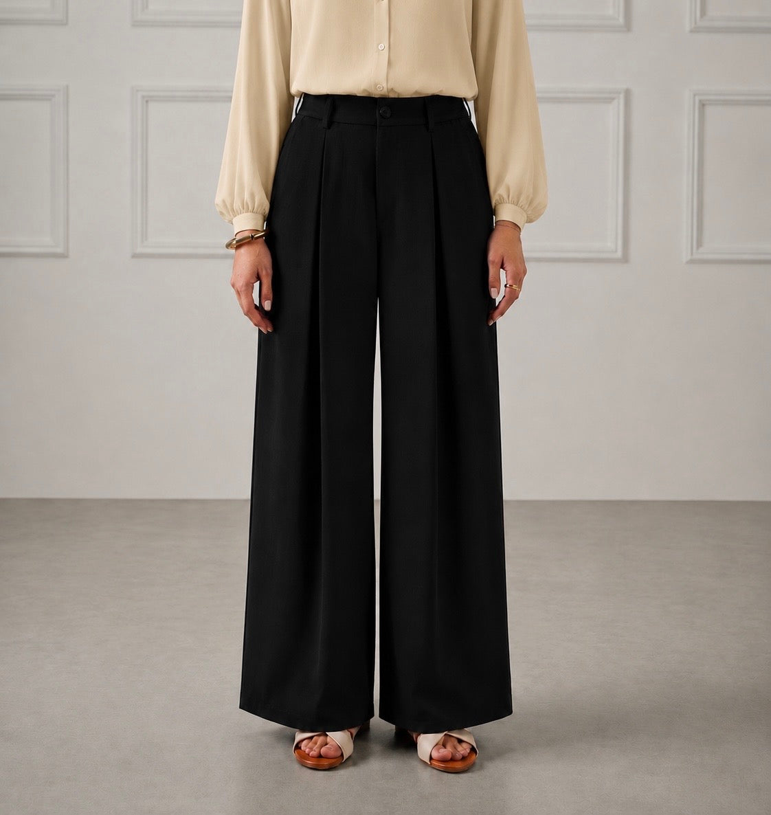Elegant Black Wide-Leg Trousers