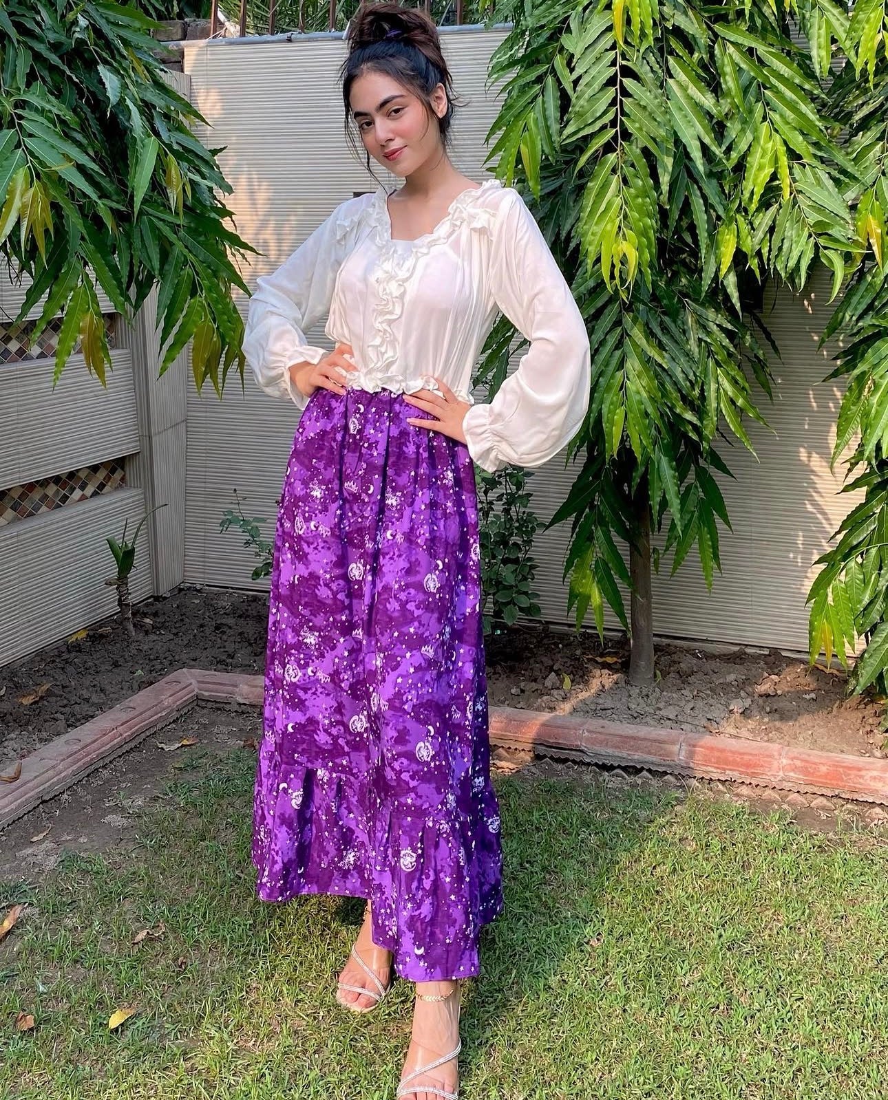 Celestial Bloom Ruffle Maxi Dress
