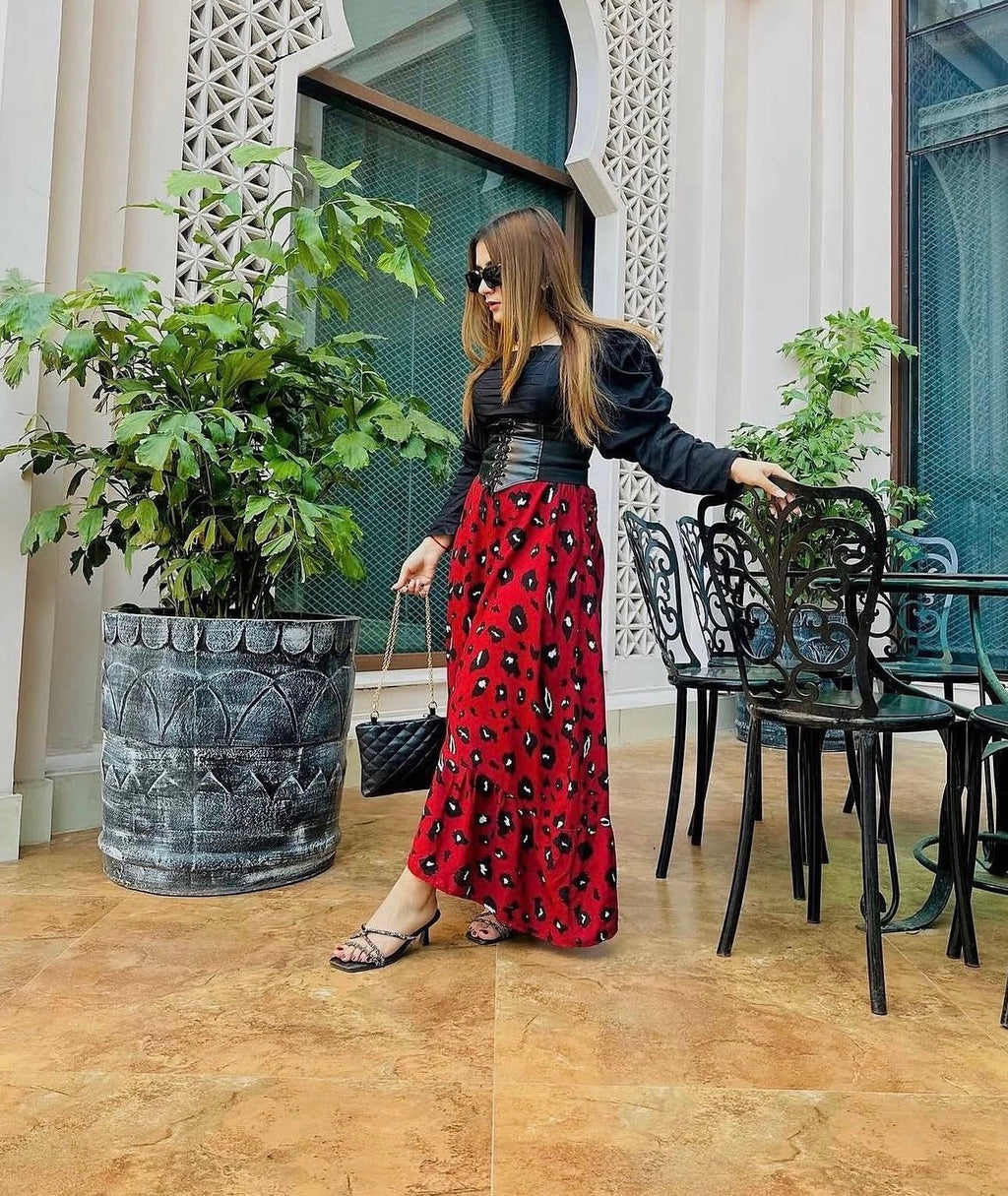 Scarlet Noir Corset Maxi Dress