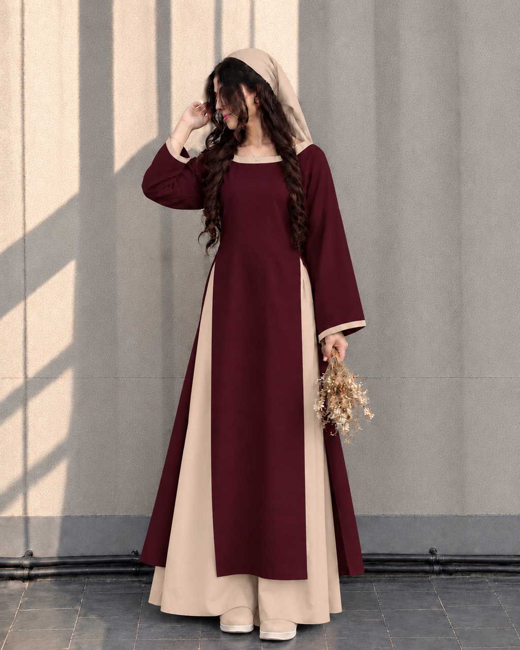 Nooré Maroon Panelled Co-Ord