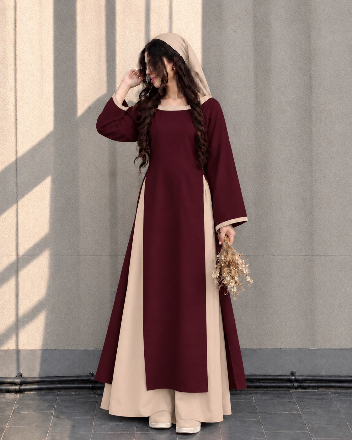 Nooré Maroon Panelled Co-Ord