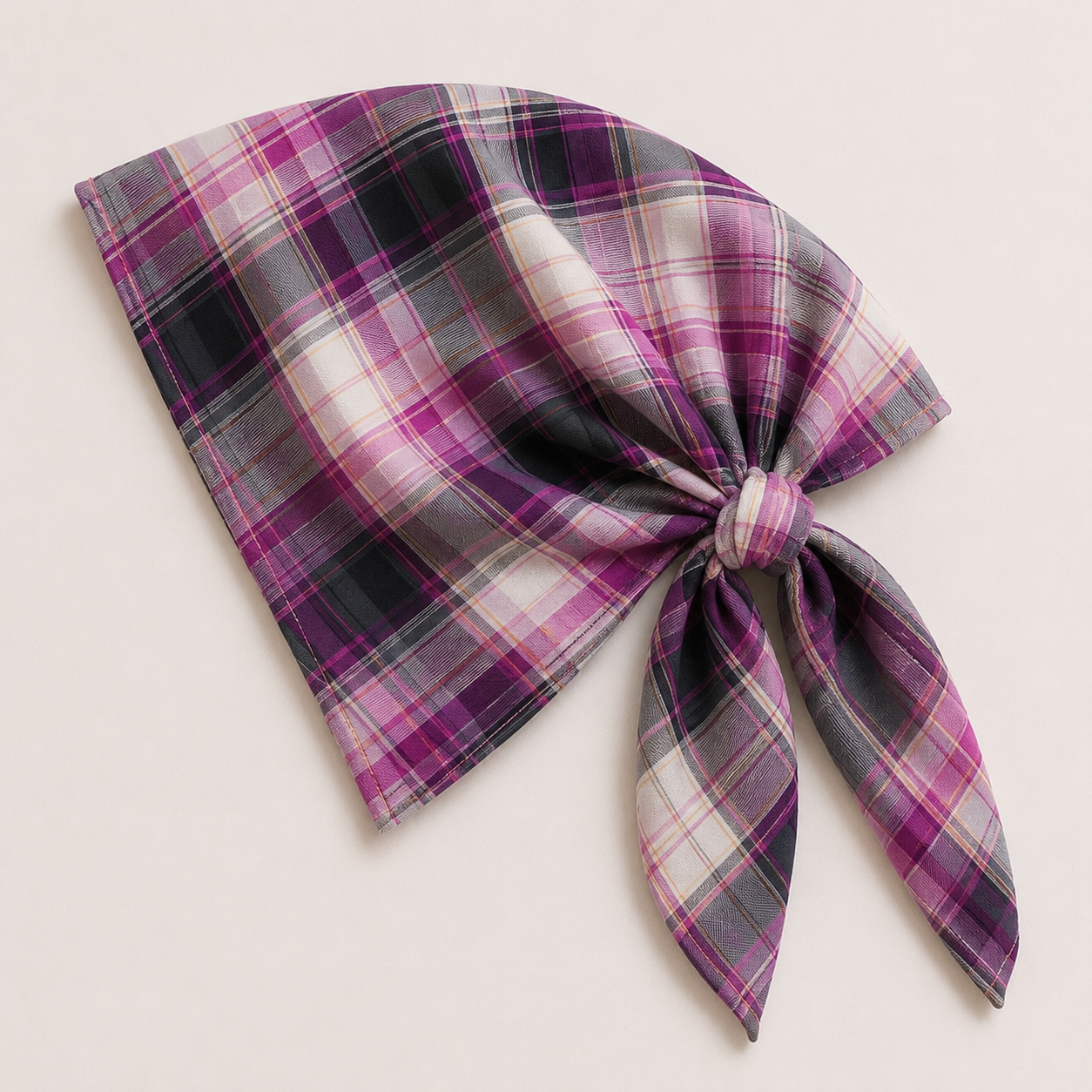 Velora  Check Luxe Bandana Scarf