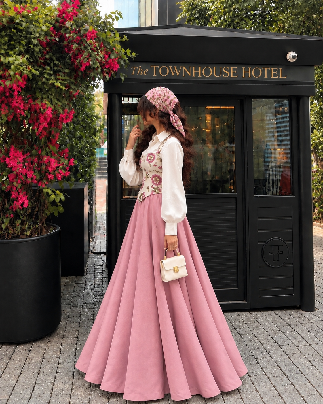 Rosé Garden Corset Skirt and shirt